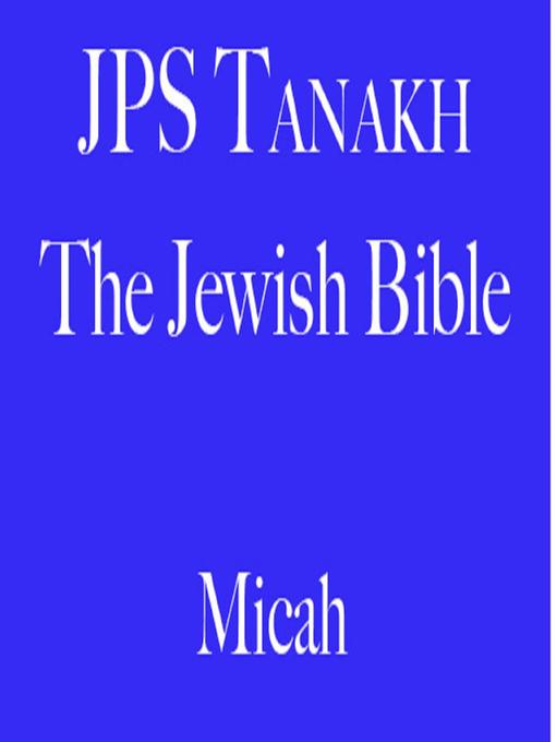 Title details for Micah by The Jewish Publication Society - Wait list